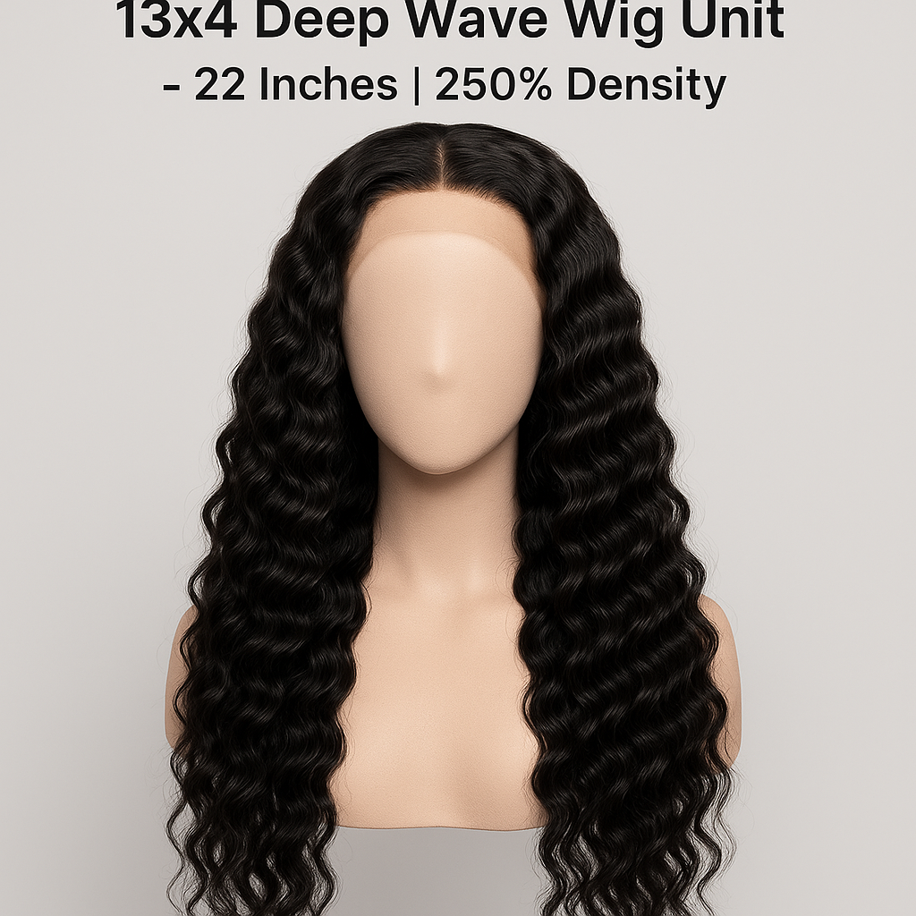 13x4 Deep Wave Wig Unit – 22 Inches | 250% Density